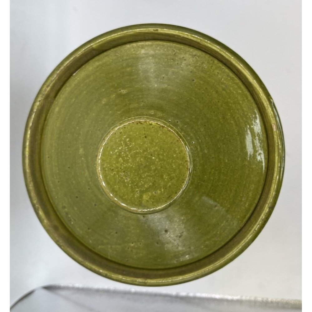 Italian Pottery Cookie Jar with Embossed Flowers by Bitossi, Green 1950s Ceramic - Picture 8 of 15